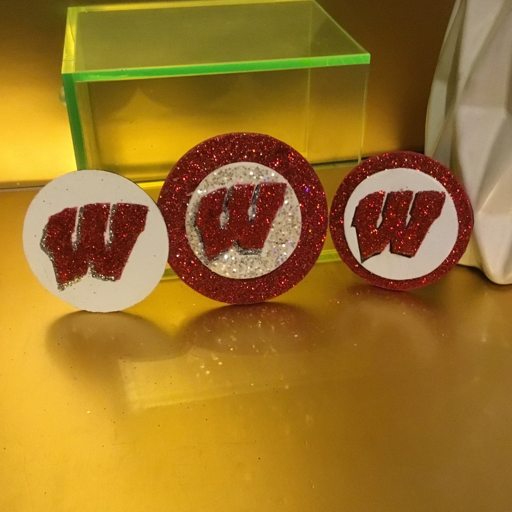 Handcrafted Wisconsin Badger Magnet Set of 3